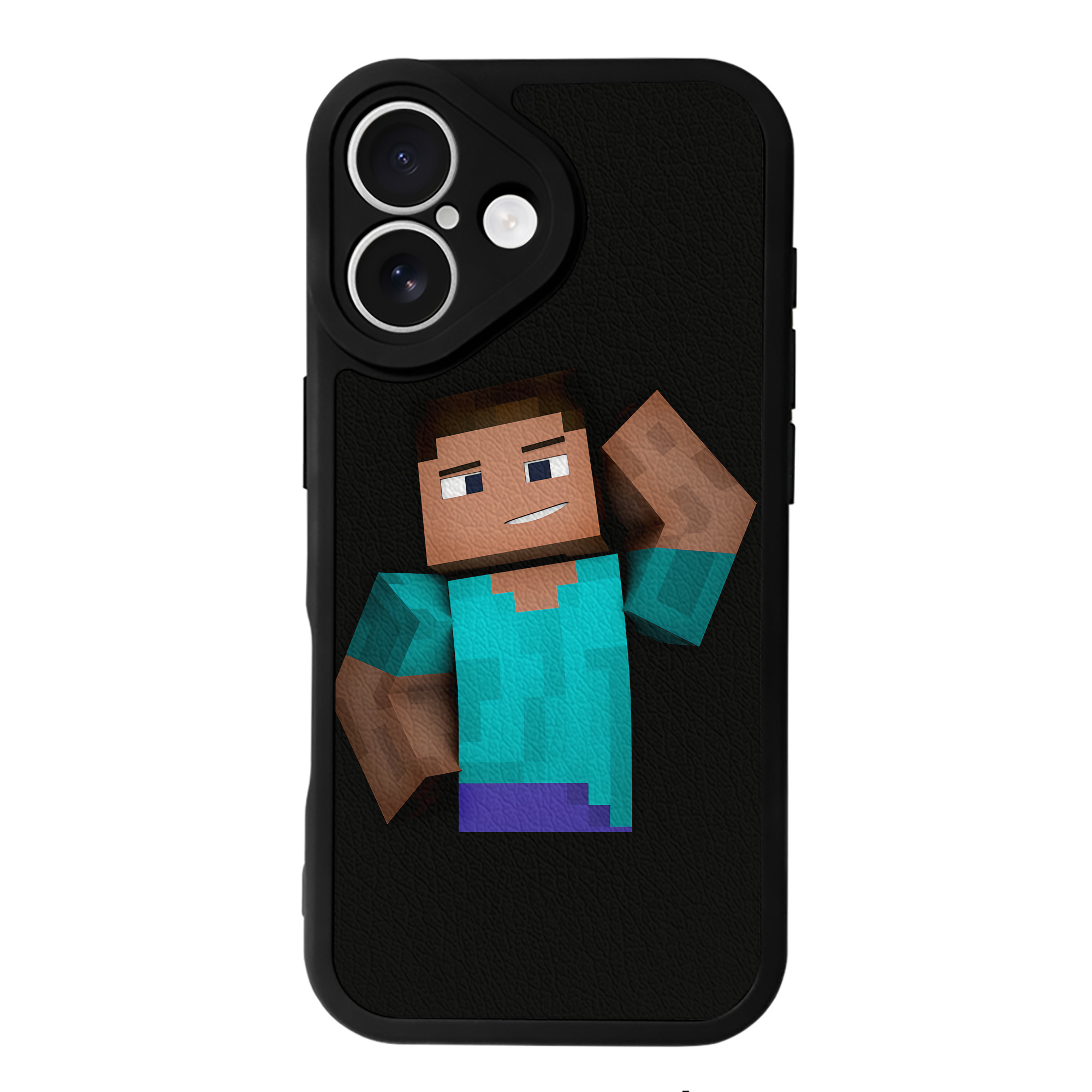 （画像用） マインクラフト ブロックの世界 Minecraft MC Block world 【iPhone 16シリーズ対応】シリコンスマホケース（レザー調） 材質：シリコン